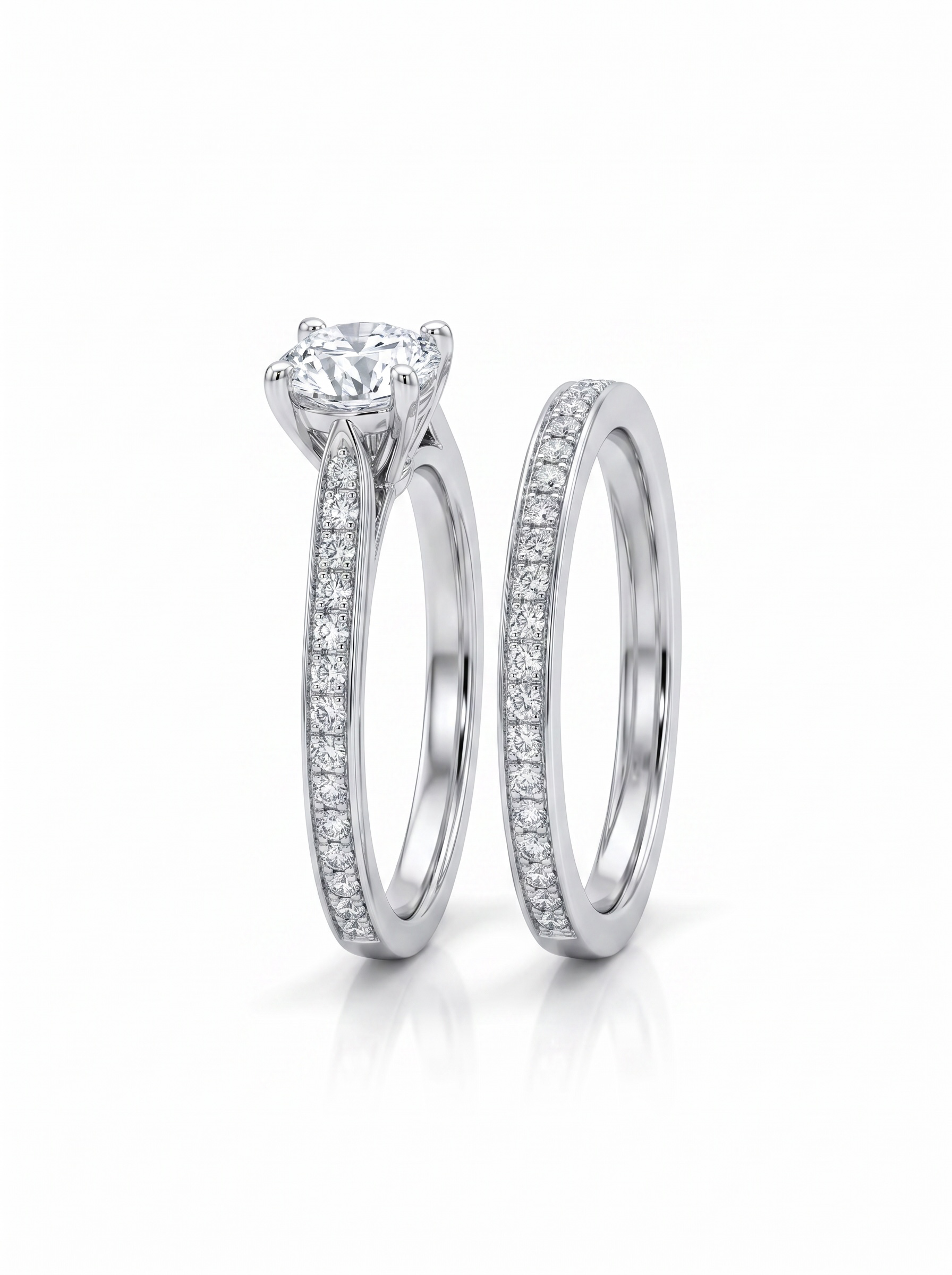 925 Sterling Silver Vintage Halo Wedding Ring Set for Women – Round Cut Cubic Zirconia Engagement Ring & Matching Wedding Band – Bridal Promise Ring Set