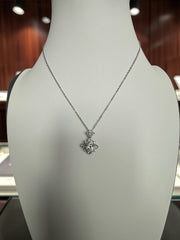S925 Sterling Silver Round Cut Statement Pendant Necklace – Multi-Cut Crystal Halo 7160