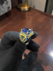Turkish Inspired Signet Ring for Men – Blue, Green & Red Zircon Statement Ring | Vintage Ottoman Style Silver Plated Unisex Jewelry