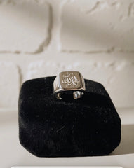 Alhamdulillah Arabic Calligraphy Signet Ring – Islamic Stainless Steel Non-Tarnish Waterproof Ring for Men & Women – Gold, Silver & Black