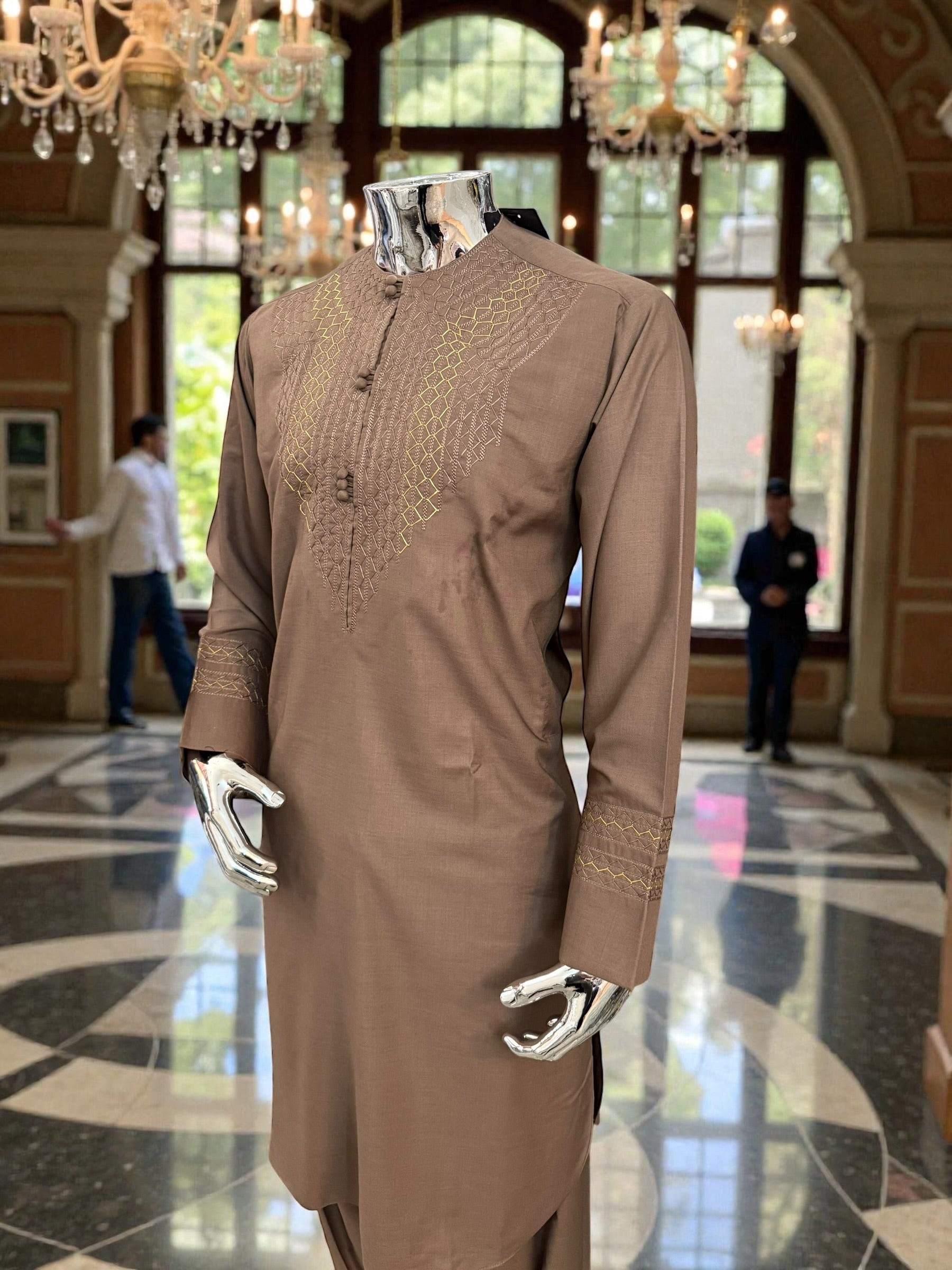 Small Handmade Brown Parahan Tumban | Traditional Afghan Hand Embroidery