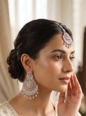 Indian Pakistani Afghan American Diamond Earrings with Maang Tikka Set | Bridal Chandbali Earrings | Wedding Jewelry Gift | 6 Color Options