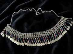 Traditional Afghan Kuchi Coin Belt for Women – Silver-Tone Tribal Waist Belt with Colorful Enamel Accents | Boho Festival, Dance & Wedding Belt 017