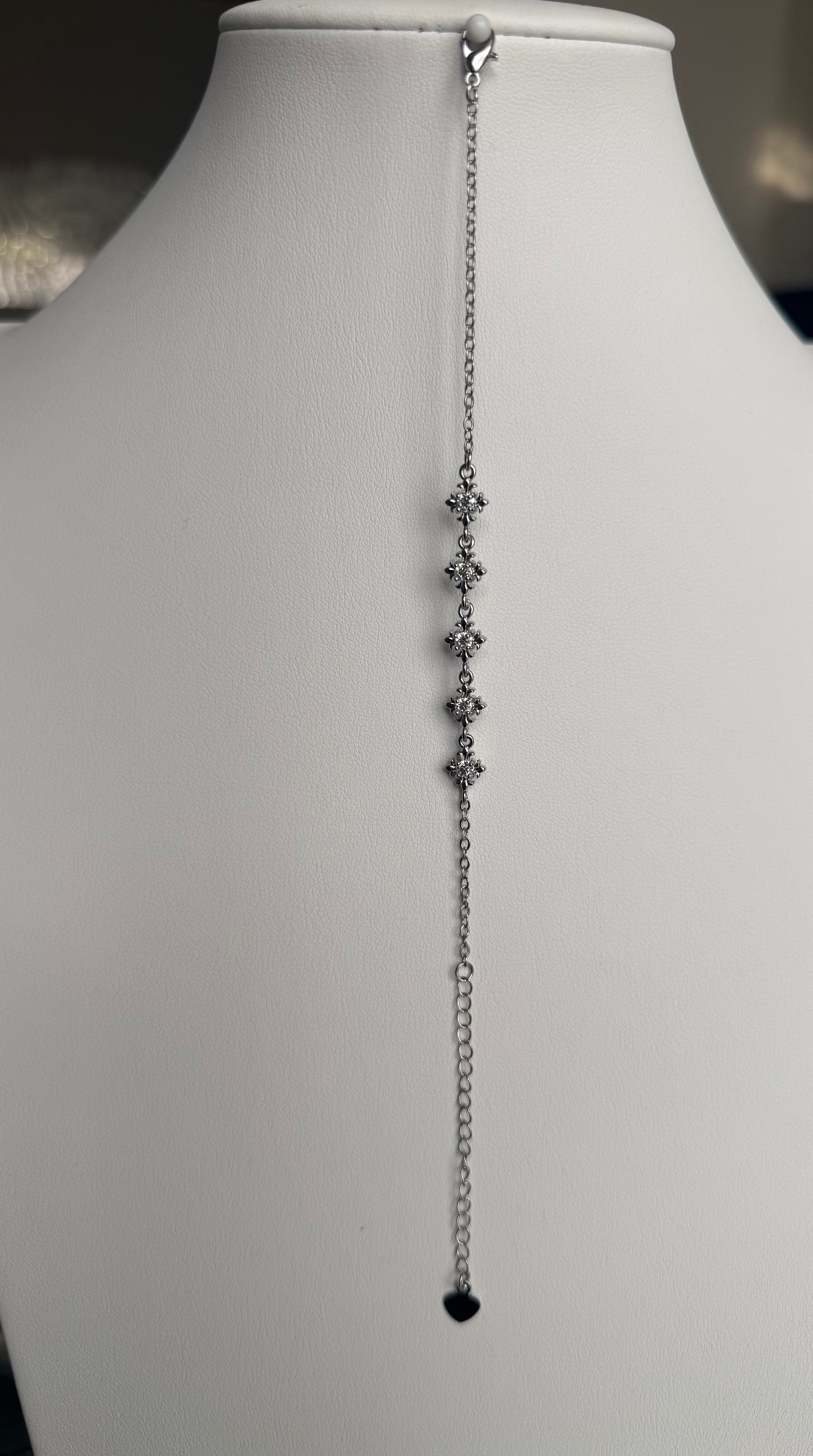 Moissanite Floral Starburst Bracelet – Silver Tone Adjustable Bracelet 7165