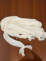 Hand-Woven White Cotton Waist Cord with Tassel Ends – Traditional Men’s Tunban Tie 2” x 64”