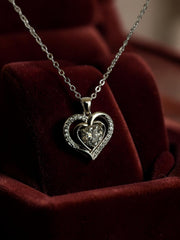 Heart Moissanite Necklace for Women – Genuine Moissanite Pendant, GRA Certificate Included, High-Quality Brass, Silver-Tone Chain, Gift Box Included 7057