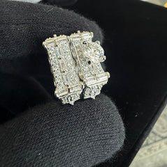 Luxury Moissanite Bridal Ring Set with Baguette Accents – Sterling Silver, Size 8.5      6013