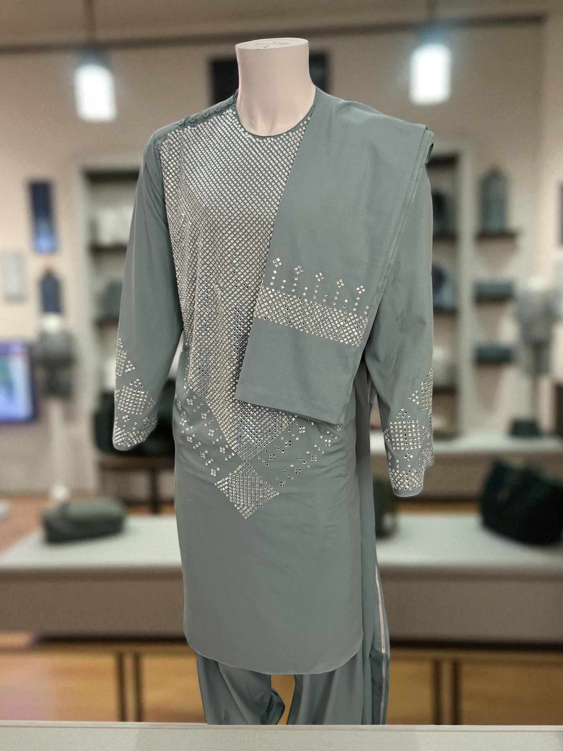 Sage Green Kameez Shalwar Set