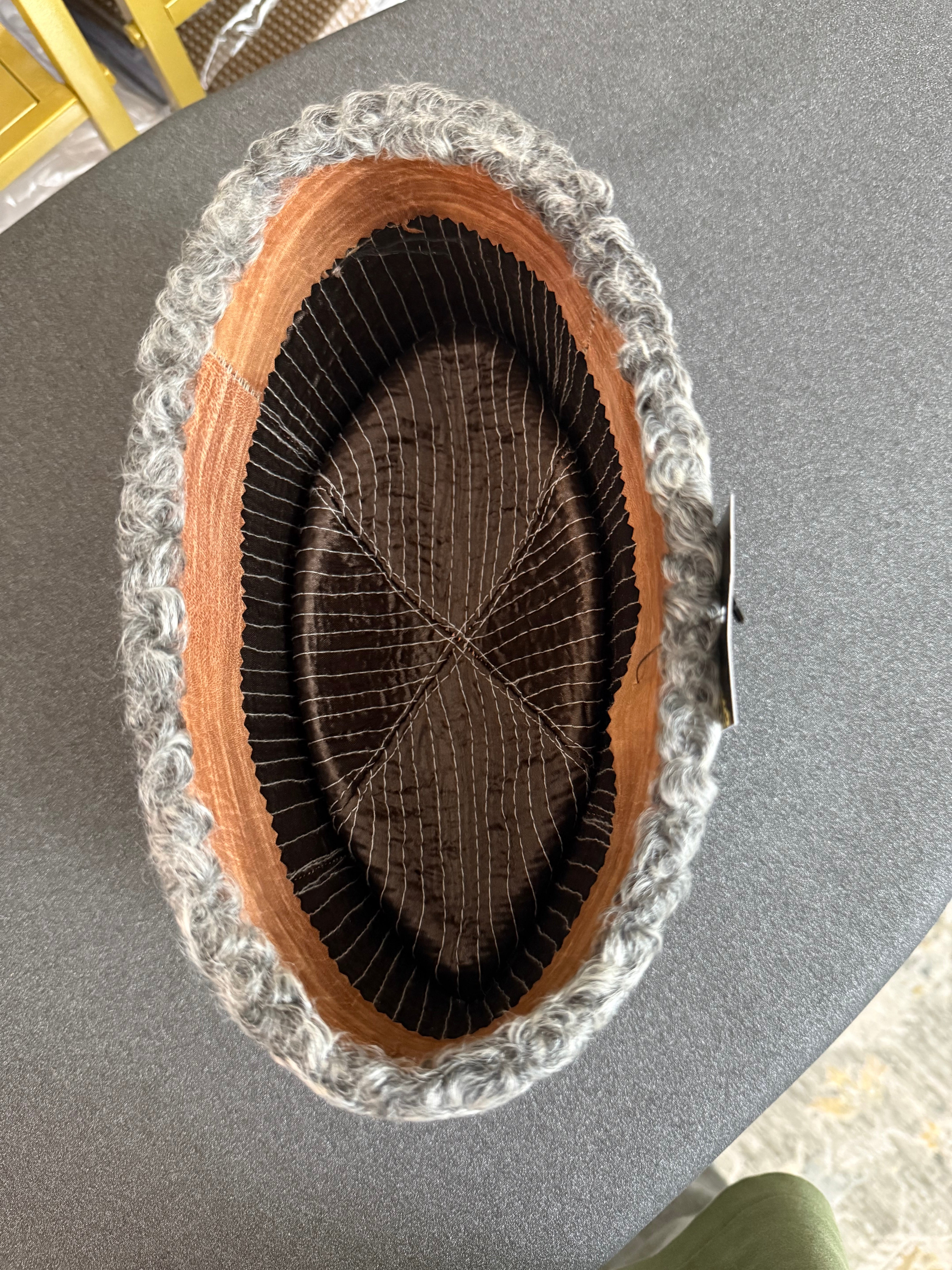 Authentic Afghan Karkuli Hat – Handmade Gray Lambskin Karakul Cap | Traditional Winter Headwear