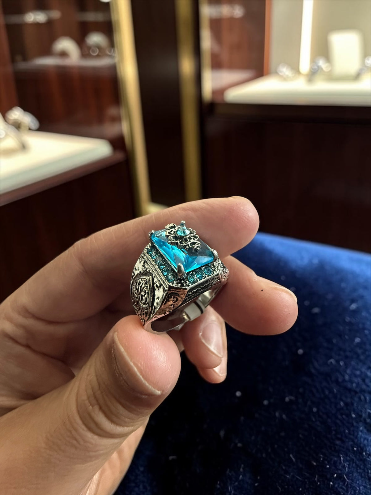 Luqmaan Jewelry Blue Stone Turkish Style Ring