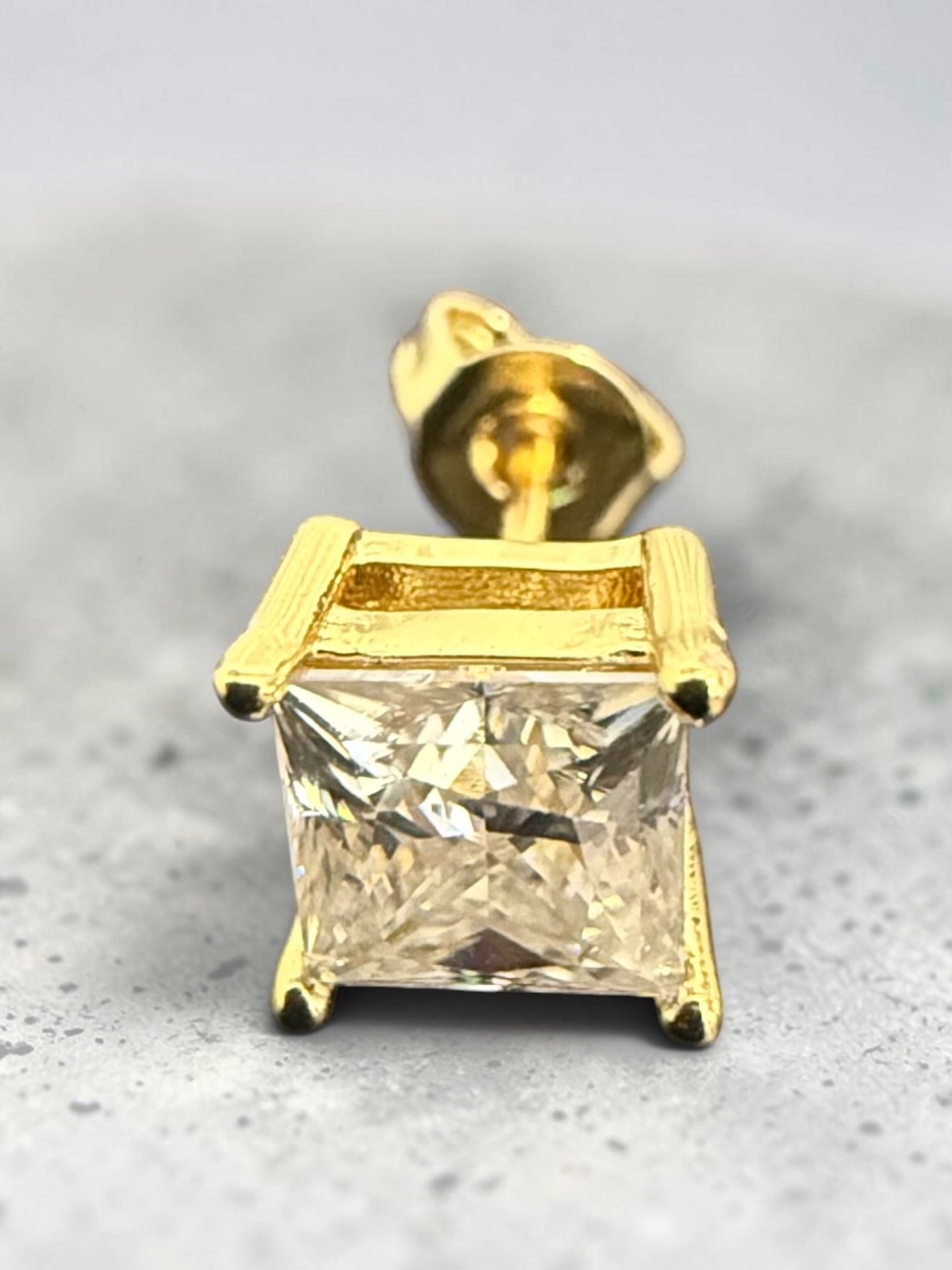 1 CT Princess-Cut Moissanite Stud Earrings – Gold or Silver, D Color VVS1