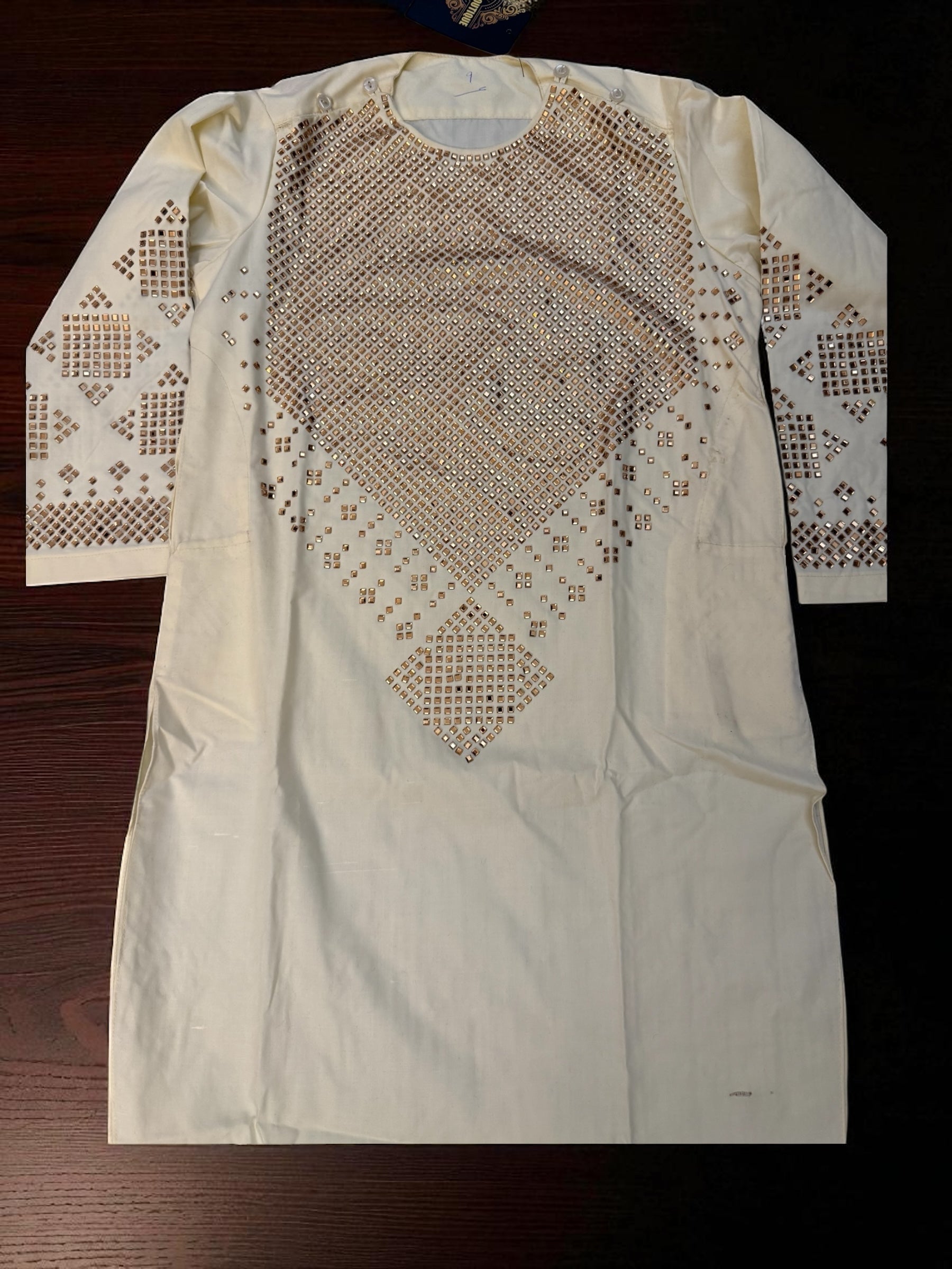 Kids age 7-9 yr old Afghan clothes for kids ivory/gold