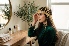 Gold-Tone Coin Headpiece – Afghan, Arab & Middle Eastern Hair Jewelry 031