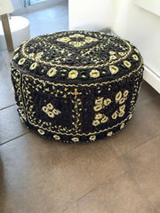 Black and Gold Baluchi Hat with Brown Accents – Hand Embroidered Traditional Afghan Men’s Cap with Mirror Work
