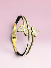 Gold-Tone Crystal Butterfly Stretch-Open Bangle Bracelet 8056