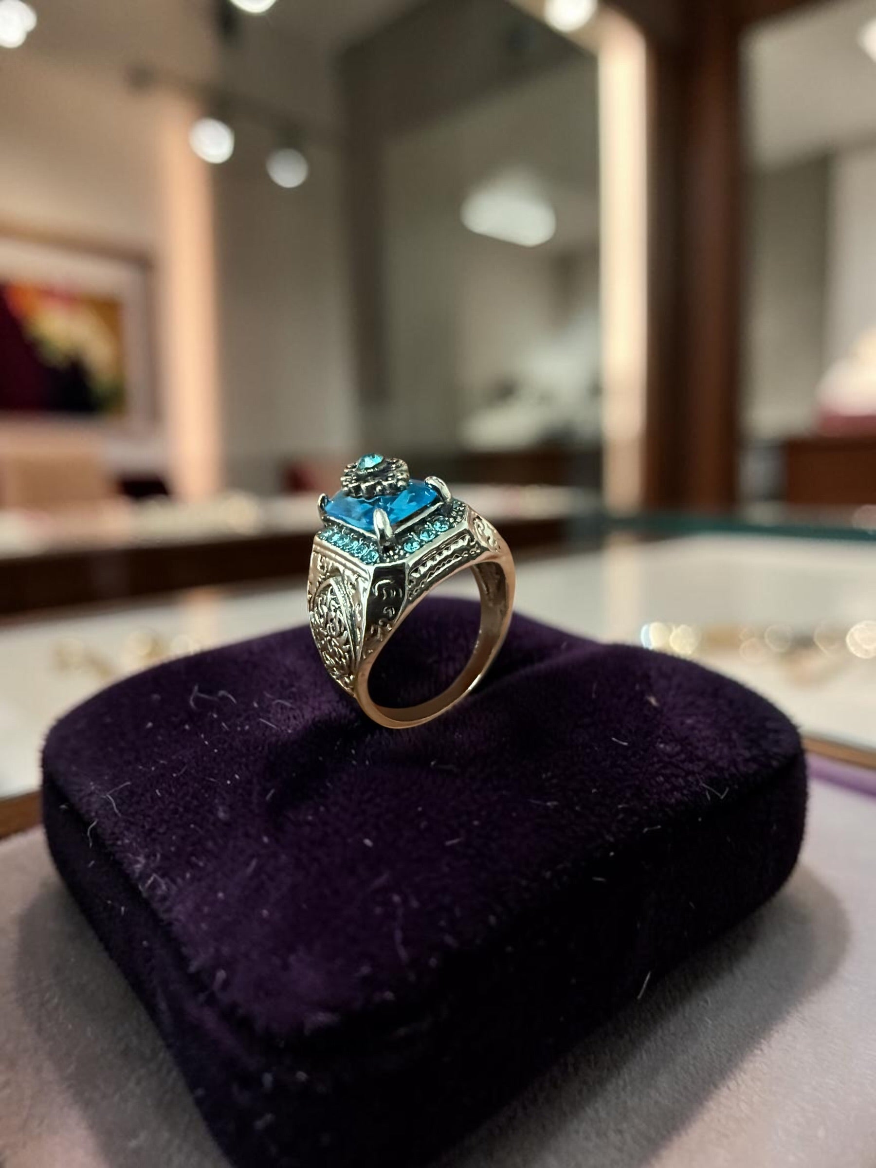 Luqmaan Jewelry Blue Stone Turkish Style Ring