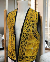 Men’s Afghan Gold Embroidered Vest – Black, Small
