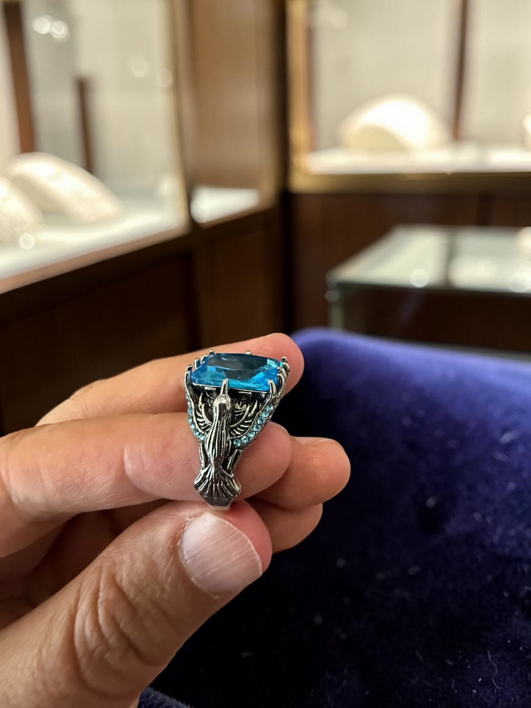 Turquoise Blue Turkish Eagle Ring – Vintage Ottoman Style Statement Ring