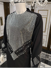 Large Black Afghan Parahan Tumban with Silver Shesha Mirror Embroidery – Men’s Traditional Wear