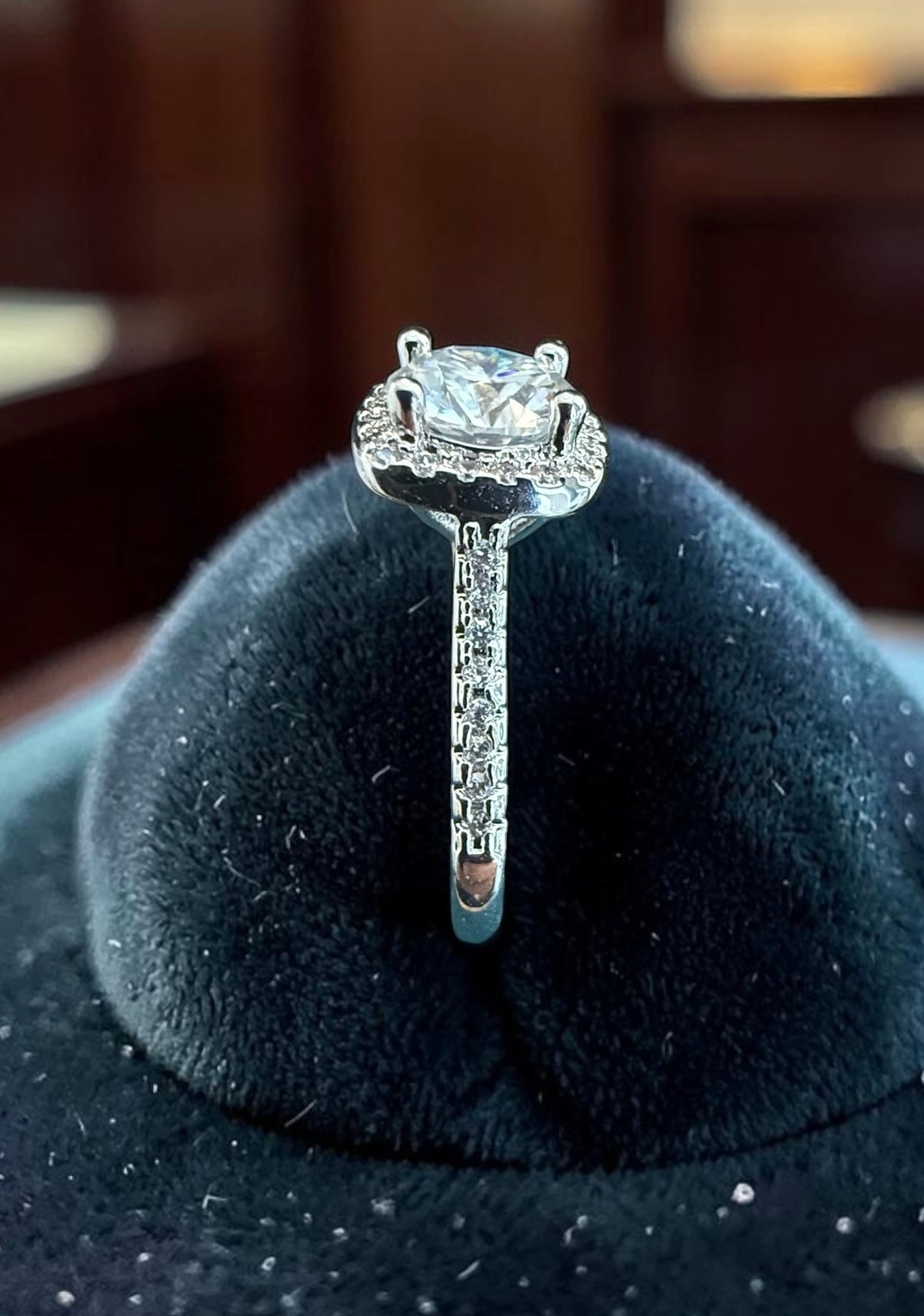 Adjustable Cushion Cut Moissanite Halo Ring for Women – High-Quality Brass, Pavé Band, GRA Certificate & Gift Box Included 7055