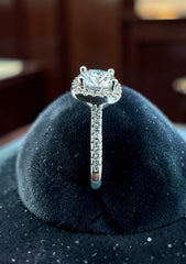 Adjustable Cushion Cut Moissanite Halo Ring for Women – High-Quality Brass, Pavé Band, GRA Certificate & Gift Box Included 7055