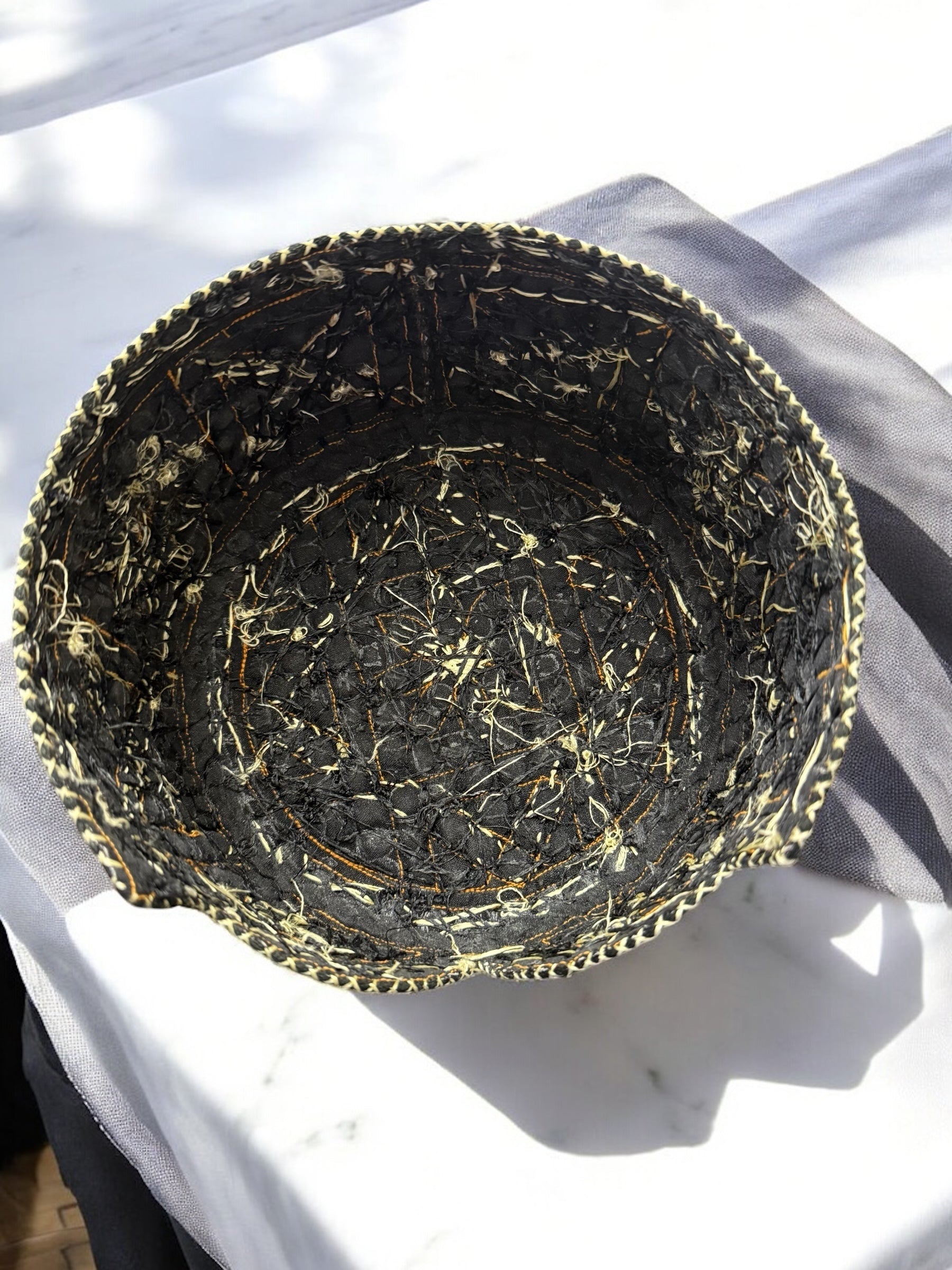 Black and Gold Baluchi Hat with Brown Accents – Hand Embroidered Traditional Men’s Cap with Shesha Mirror Work