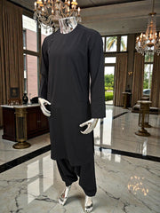 Small Black Afghan Parahan Tunban Qasimi Design kameese shelwar