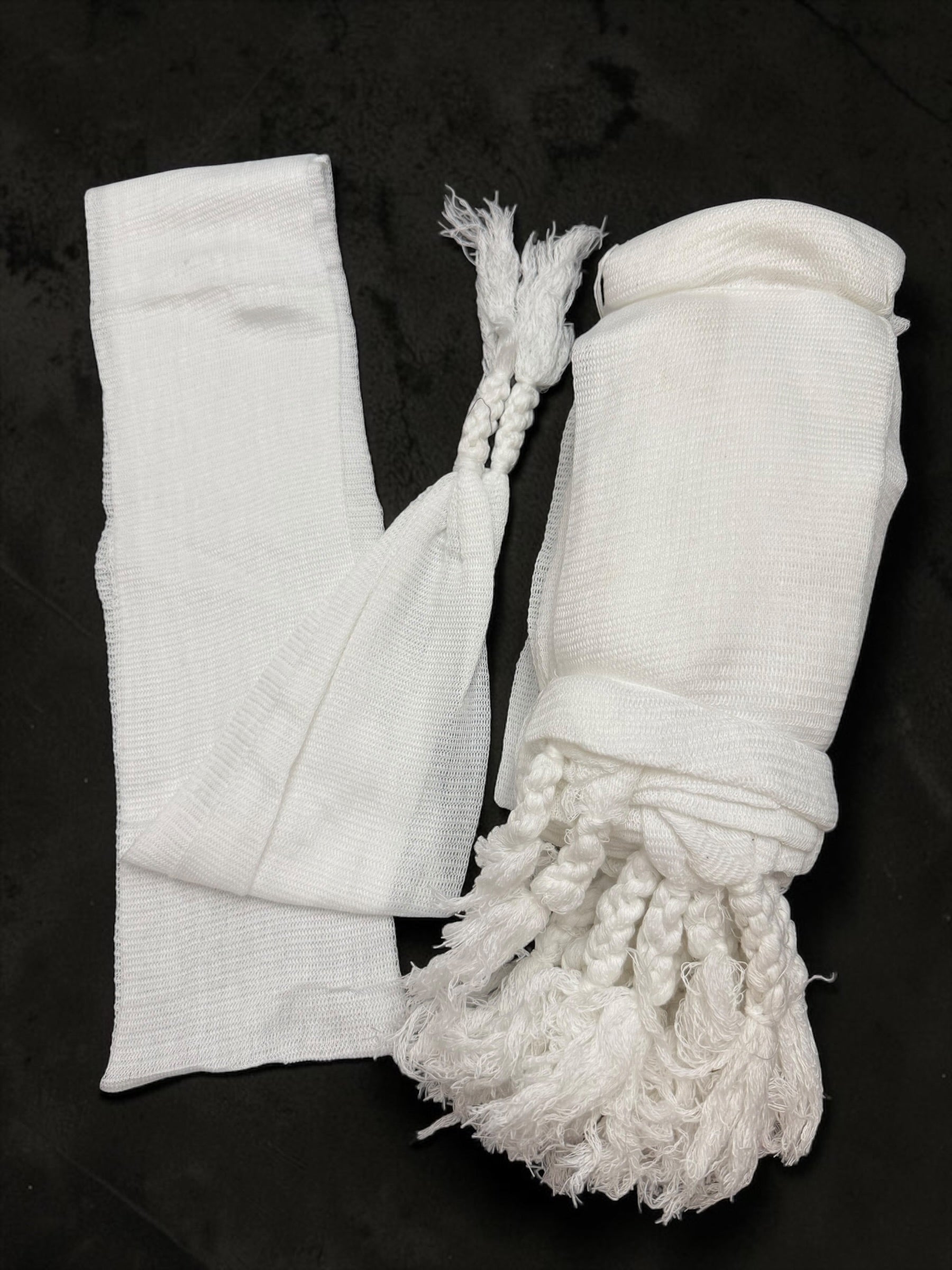 Afghan Tunban Izarband Waist Tie – Traditional White Drawstring for Parahan Tunban