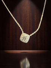 Cushion Halo Moissanite Necklace for Women – Round Moissanite Pendant, GRA Certified, High-Quality Brass, Gift Box Included 7058