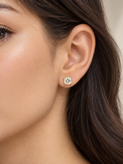 1 CT Cushion-Cut Moissanite Stud Earrings, D Color VVS1 Diamond Alternative, Gold or Silver-Plated Bridal Jewelry Gift