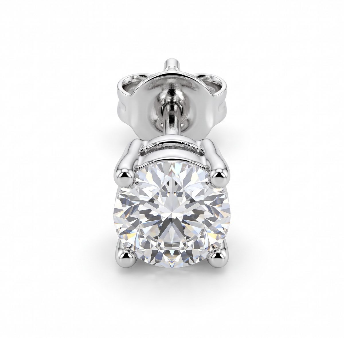 0.5 CT Each Round Moissanite Stud Earrings – Gold & Silver Tone, S925 Posts