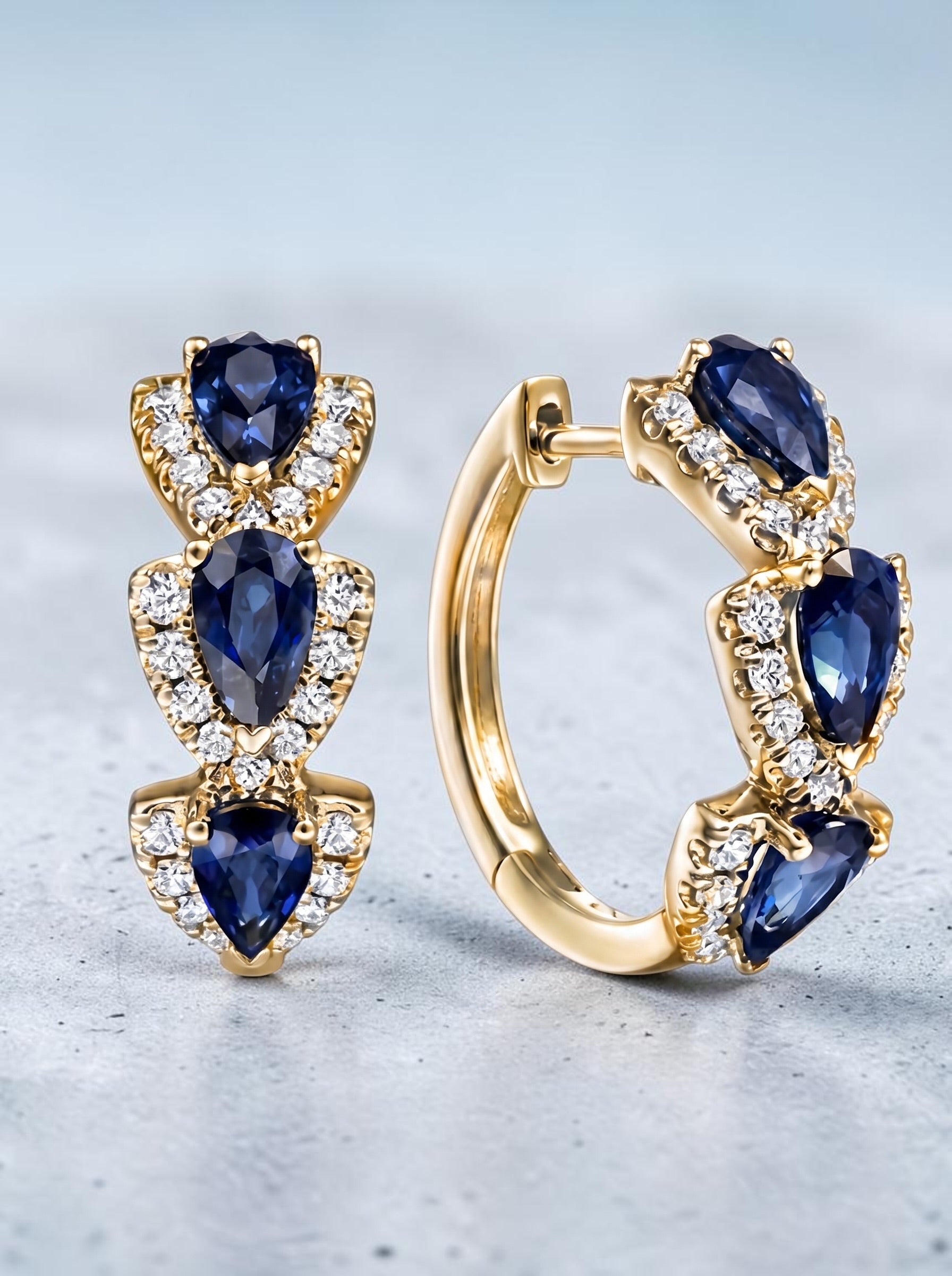 Emerald Earrings – Pear Cut Zircon Hoop Earrings for Women | Gold & Silver Plated Bridal Hoops