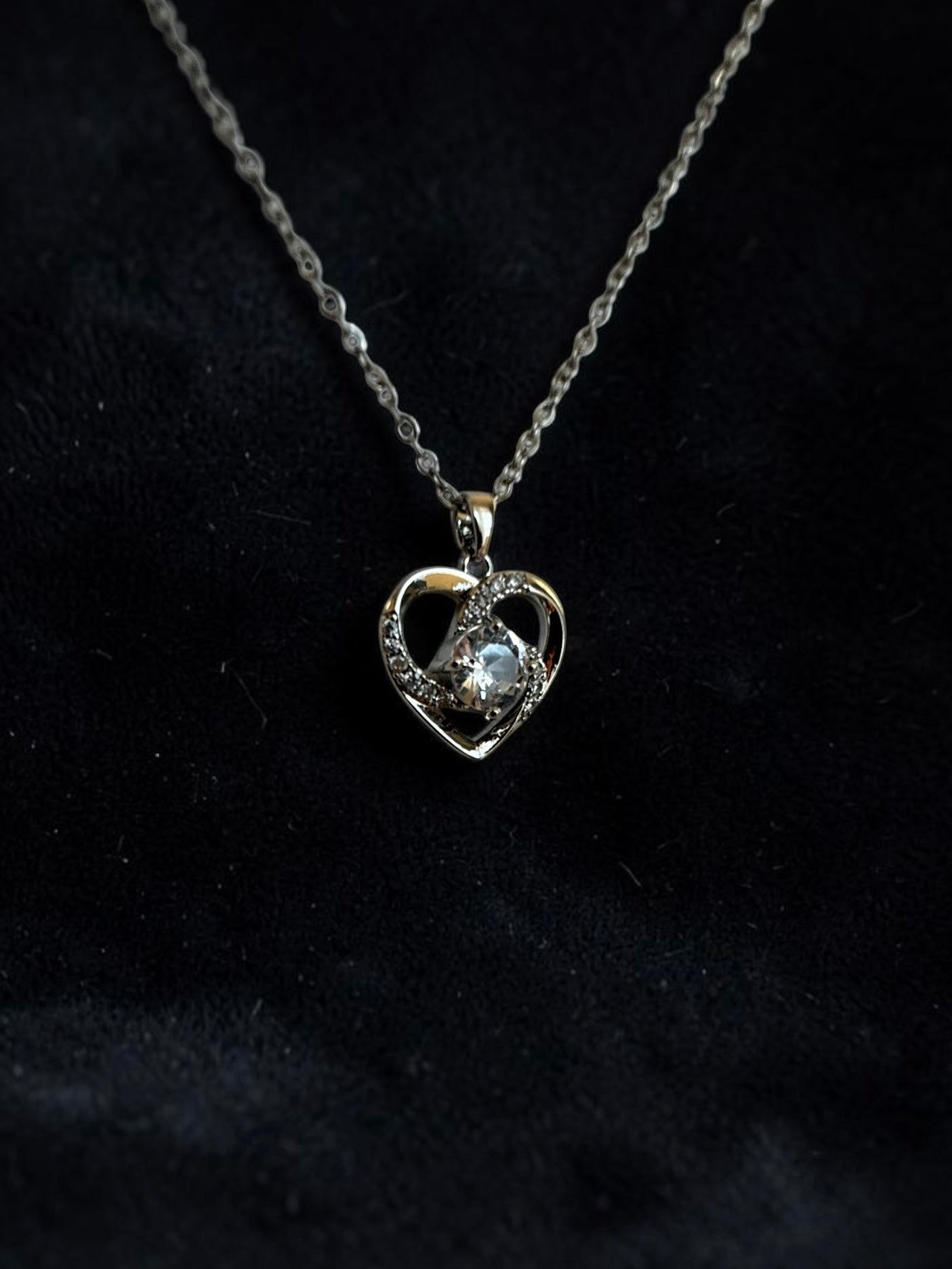 Silver Plated Double Heart Pendant Necklace for Women – Sparkling Zircon Love Necklace