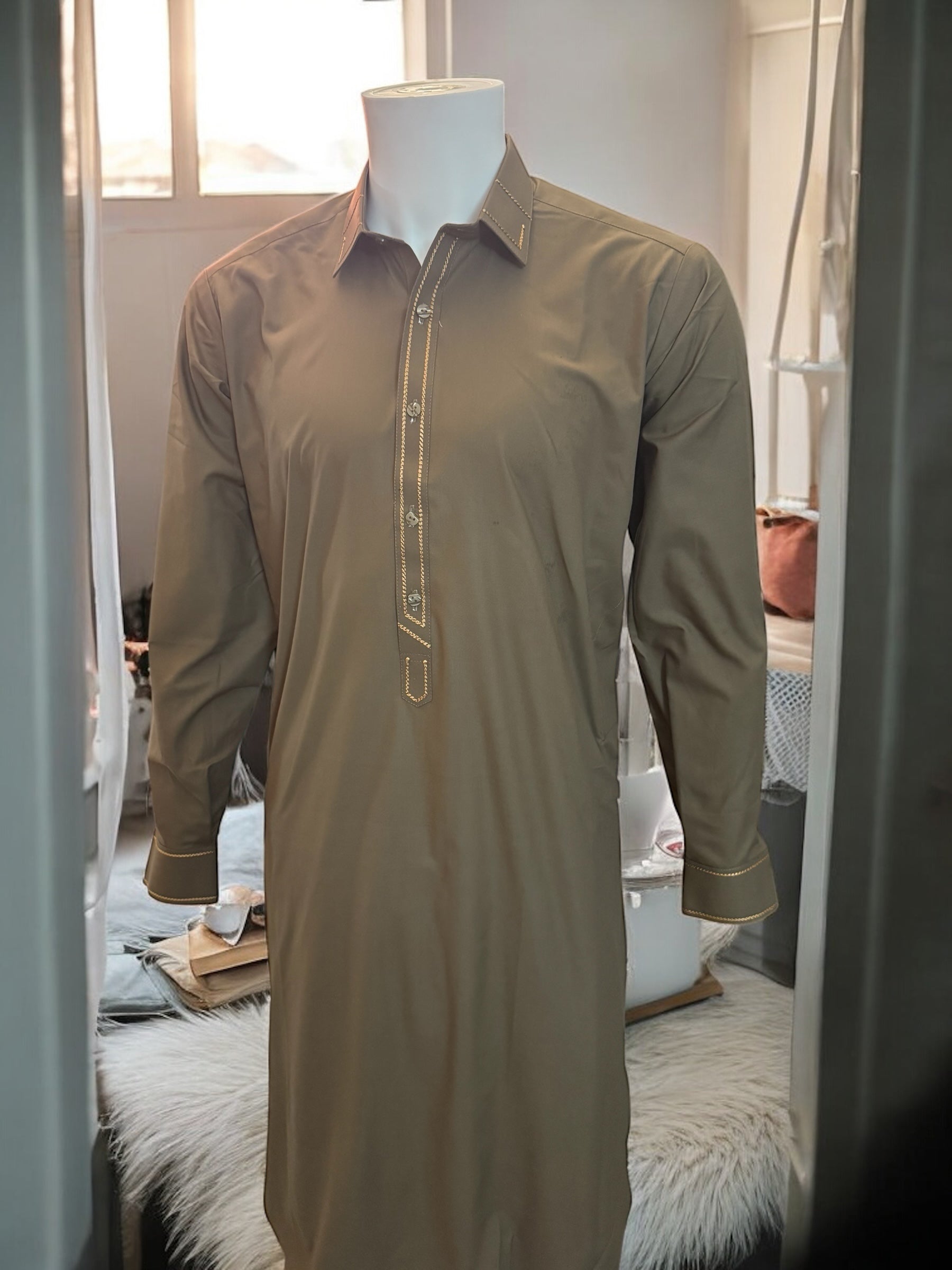 Afghan Parahan Tunban Kameese Shalwar with Minimal Embroidery Medium
