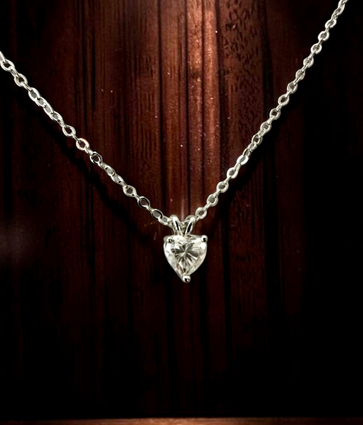 1 Carat Heart Cut Moissanite Pendant Necklace – Silver Tone Solitaire Necklace with GRA Certificate & Jewelry Box 7063
