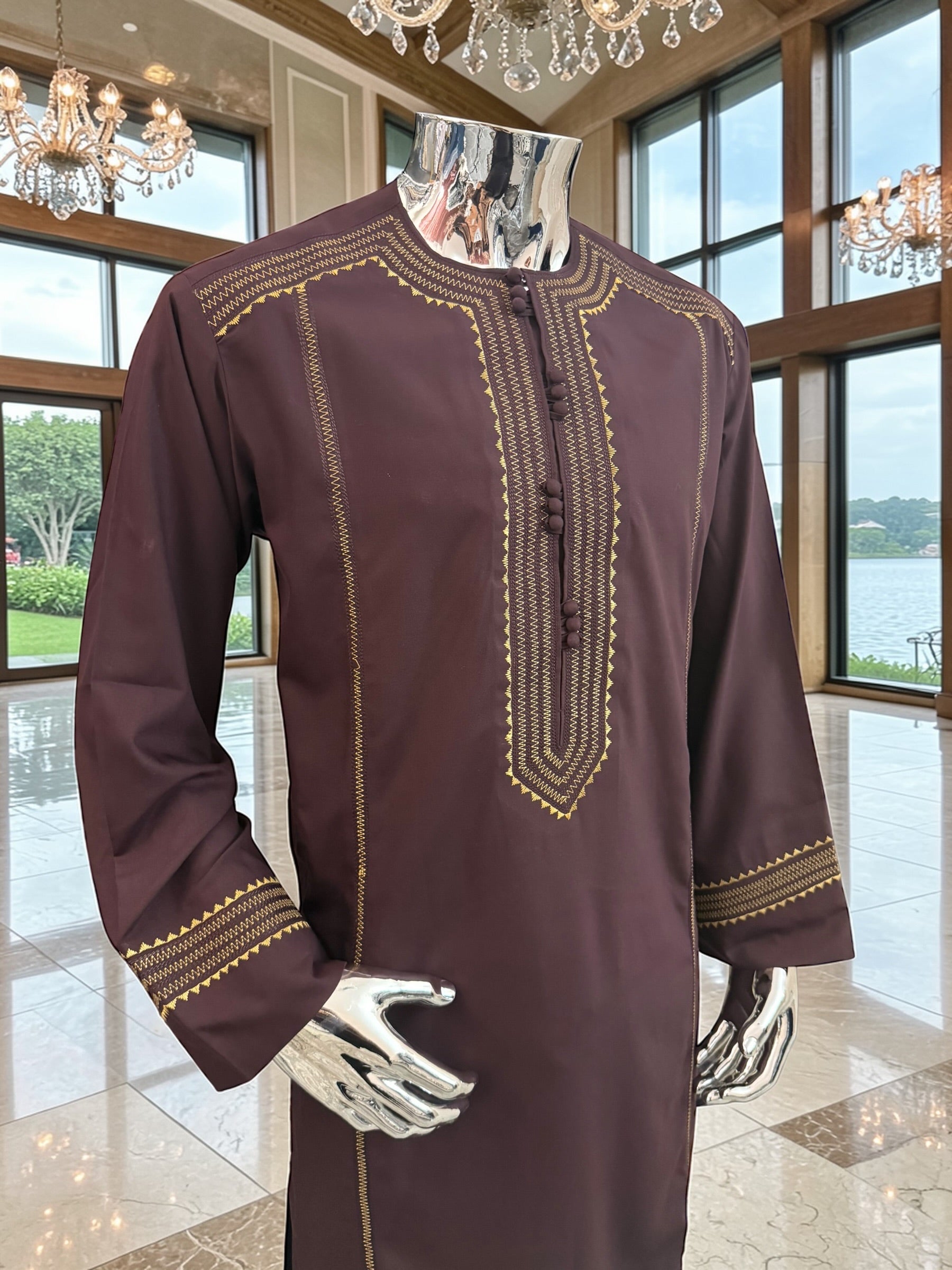 Large Afghan Parahan Tunban with Traditional Embroidery – Deep Plum
