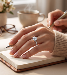 1 CT Certified Moissanite Adjustable Ring – Round Brilliant Solitaire Silver Tone Ring with GRA Certificate & Jewelry Box 7059