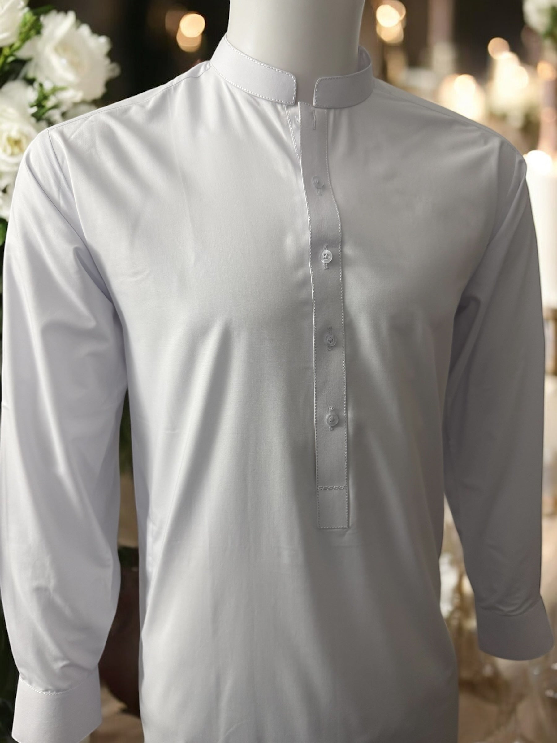Afghan Parahan Tunban Kameese Shalwar White X-Large