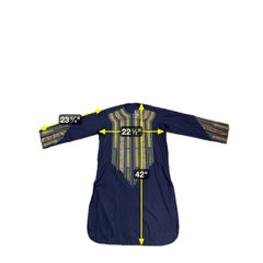 Afghan Parahan Tunban for Men Navy Blue Silver Shesha Mirror Embroidery Medium