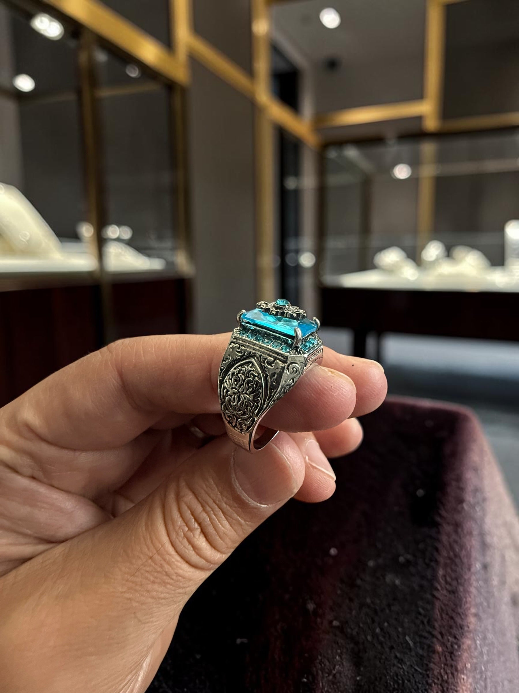 Luqmaan Jewelry Blue Stone Turkish Style Ring