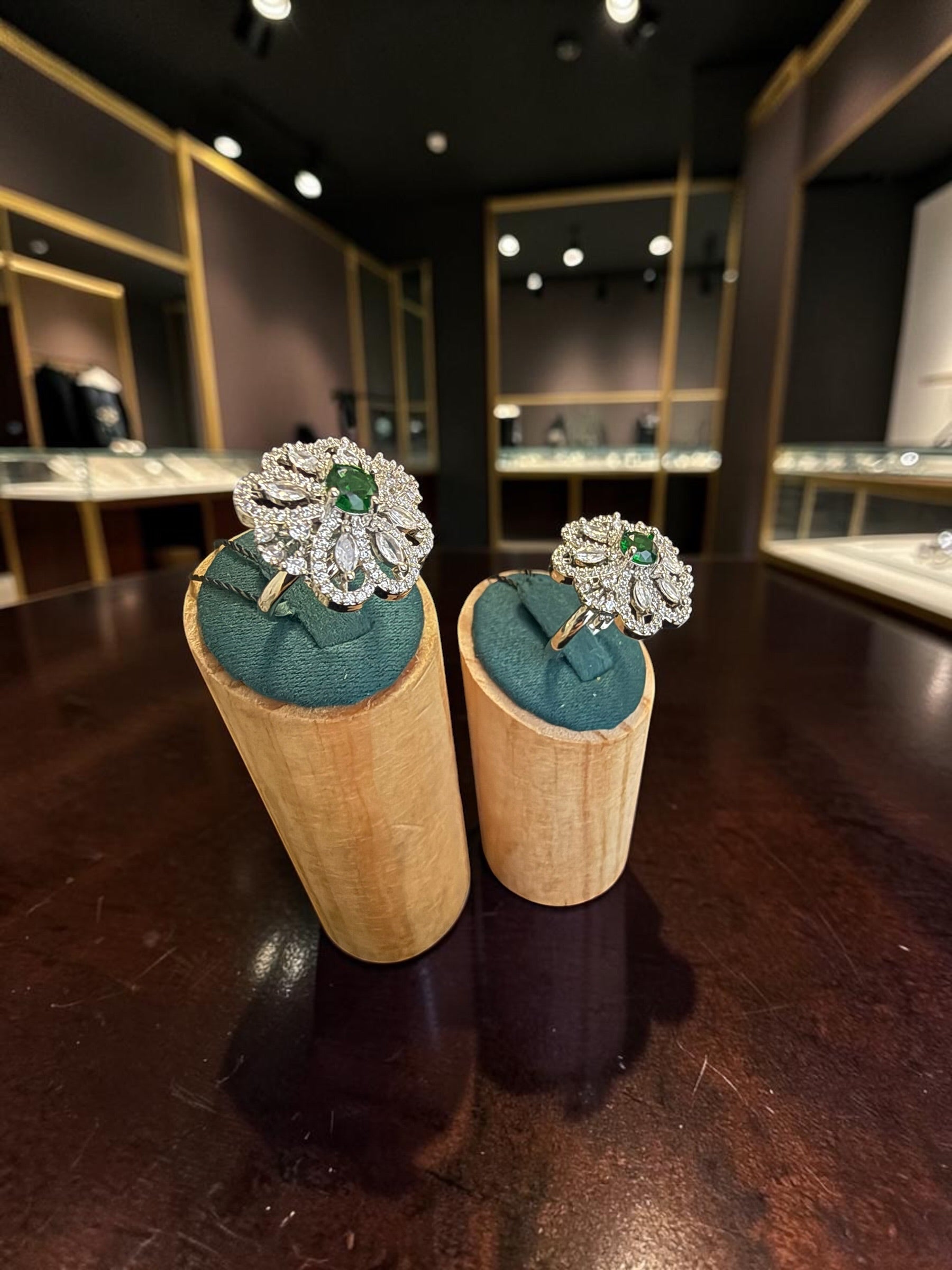 American Diamond Statement Ring – Floral Crystal Cocktail Ring, 6 Colors, Adjustable Size, Gift Box Included