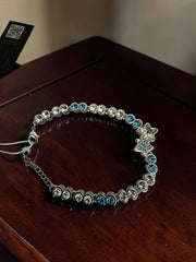 Blue & Clear Crystal Star Bracelet – Silver-Tone Celestial Tennis Bracelet for Women 7070