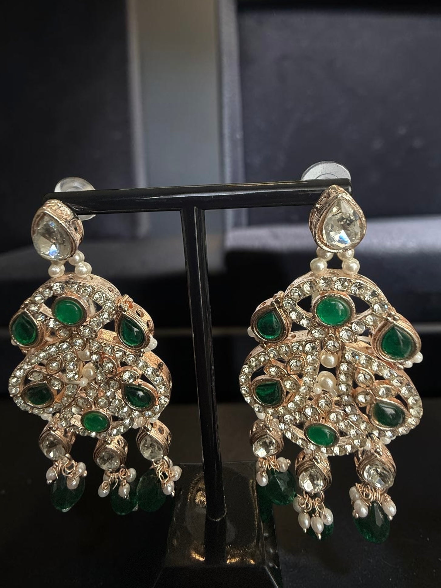 Emerald Green Kundan Bridal Jewelry Set with Earrings & Maang Tikka | Rose Gold Indian Pakistani Afghan Wedding Necklace | Jewelry Gift Box Included 6046