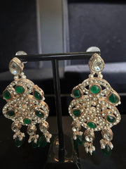 Emerald Green Kundan Bridal Jewelry Set with Earrings & Maang Tikka | Rose Gold Indian Pakistani Afghan Wedding Necklace | Jewelry Gift Box Included 6046