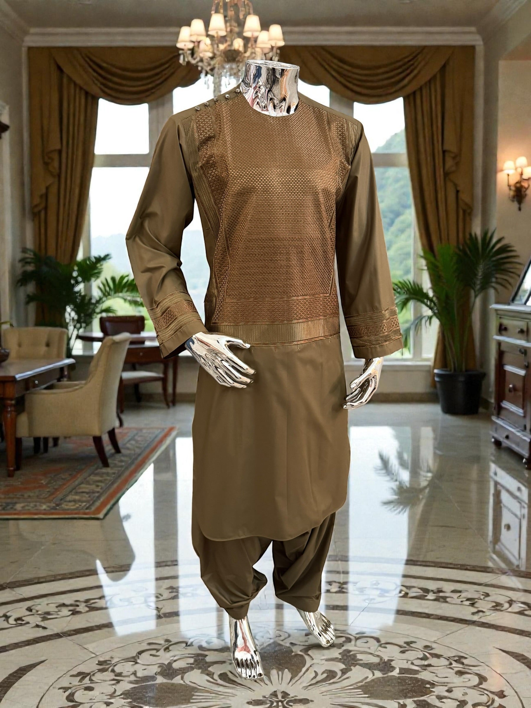 Medium Men’s Afghan Parahan Tunban – Premium Embroidered Wear