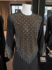Men’s Black Shesha Mirror Work Parahan Tumban – Medium | Silver & Gold Afghan Traditional Outfit