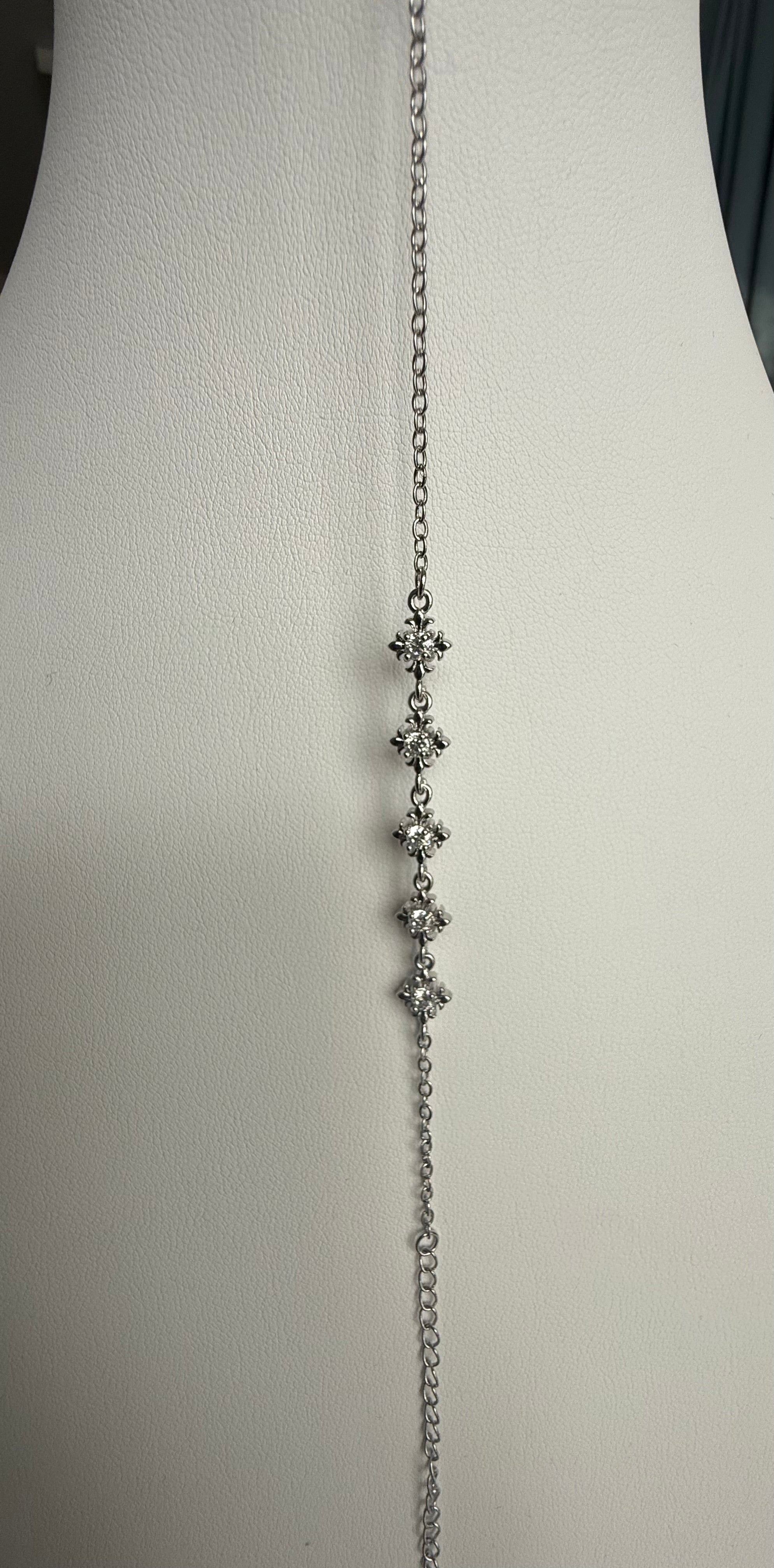Moissanite Floral Starburst Bracelet – Silver Tone Adjustable Bracelet 7165