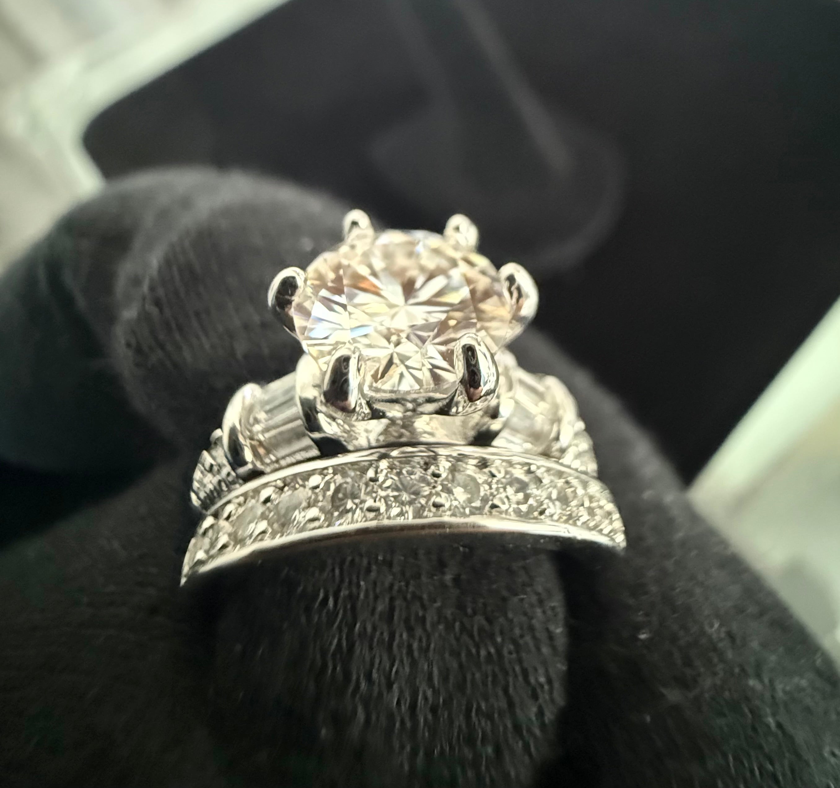 Size 6 Sterling Silver Round Cut Moissanite Bridal Ring Set – 2 Piece Wedding & Engagement Ring Set.  6010