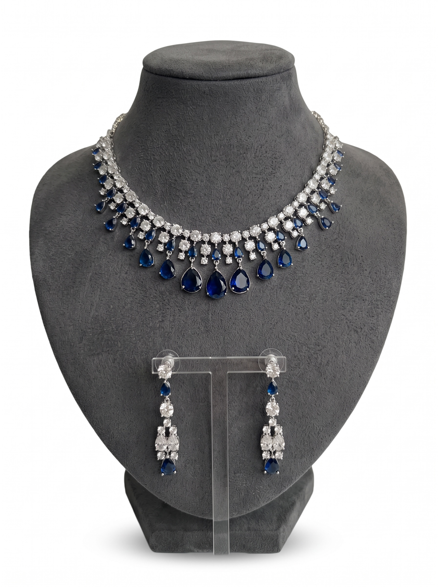 Elegant Teardrop Crystal Necklace & Earrings Set – 6 Colors