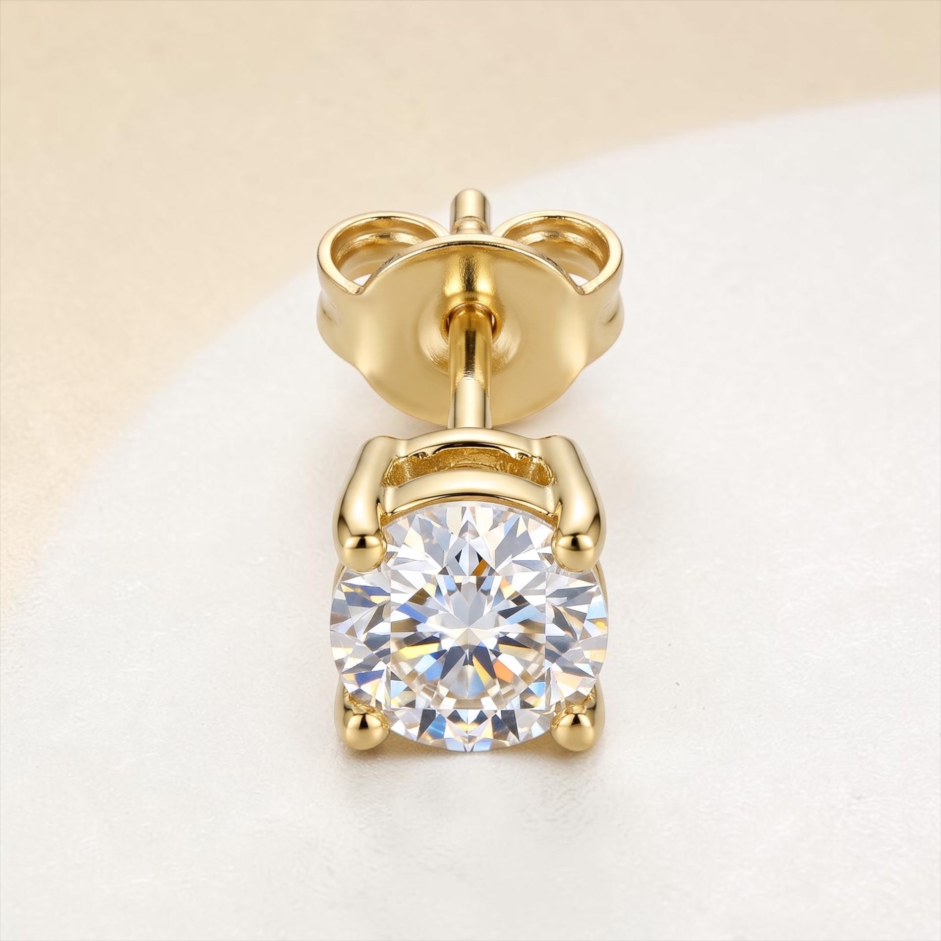 0.5 CT Each Round Moissanite Stud Earrings – Gold & Silver Tone, S925 Posts